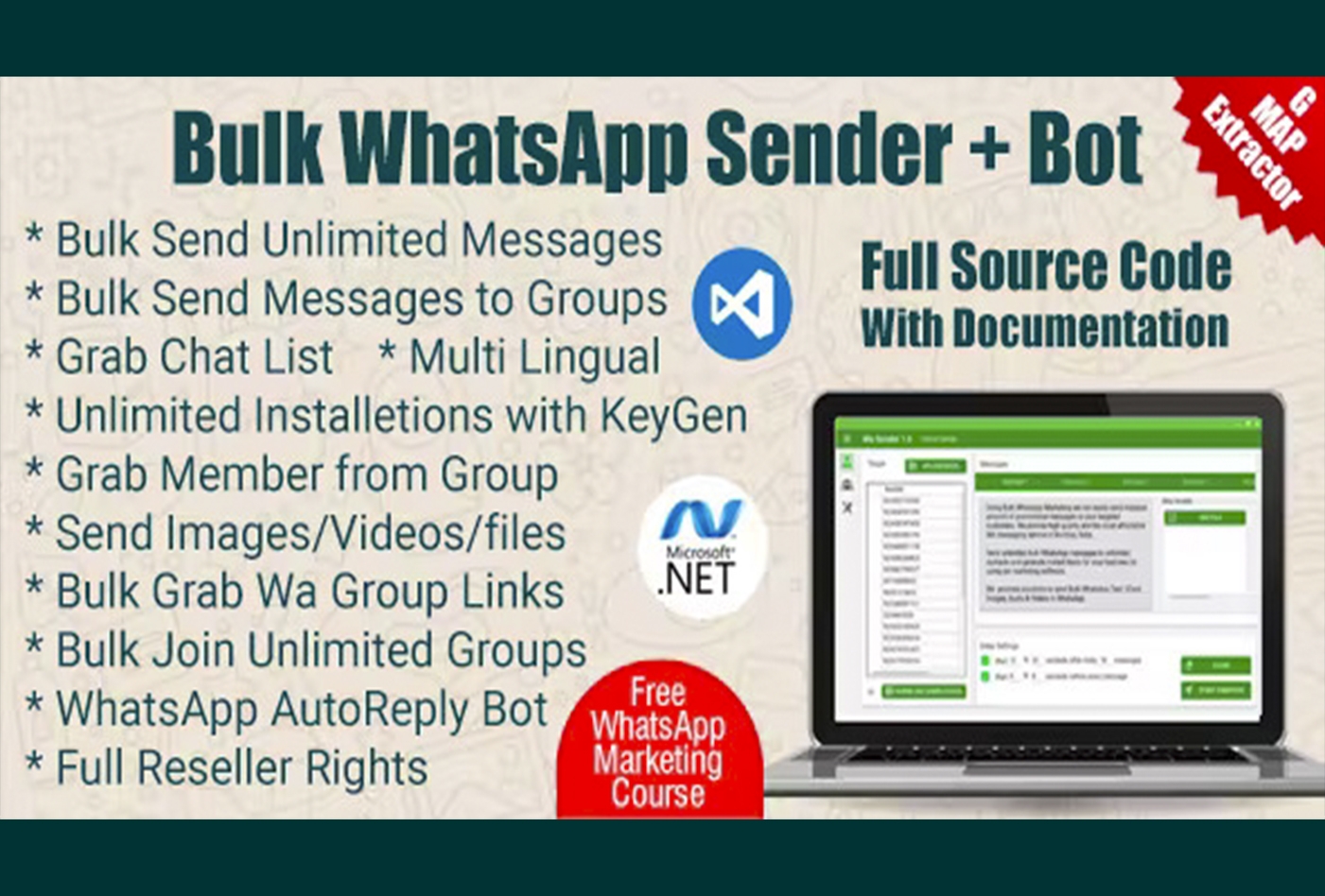 WaSender Bulk WhatsApp Button Sender + Group Sender + WhatsApp Auto Reply Bot v3.5.0