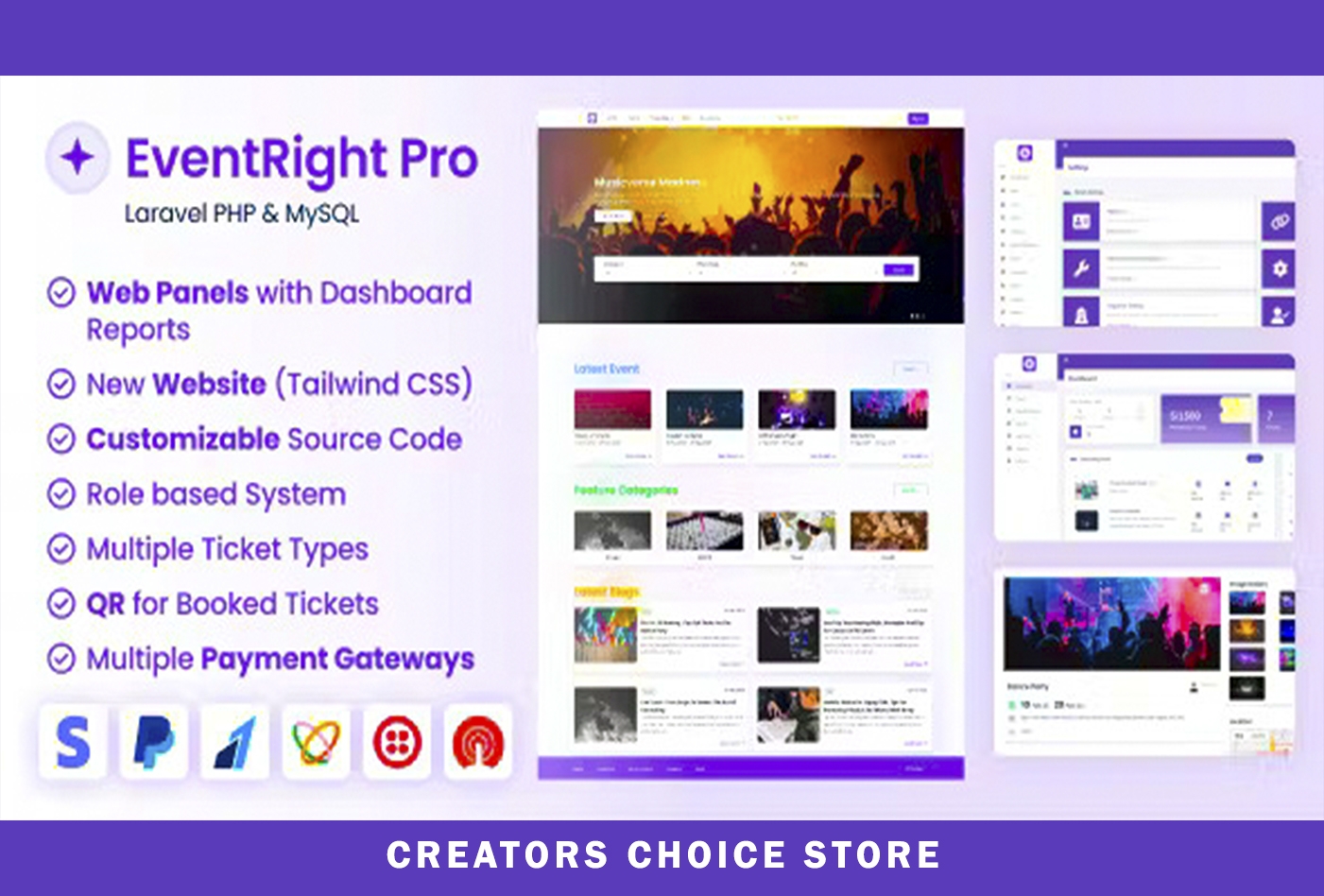 EventRight Pro - Ticket Sales and Event Booking & Management System with Website & Web Panels (SaaS)